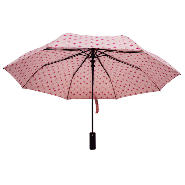 Compact Travel Pink Flamingo Auto Open Umbrella-UM3216-PK