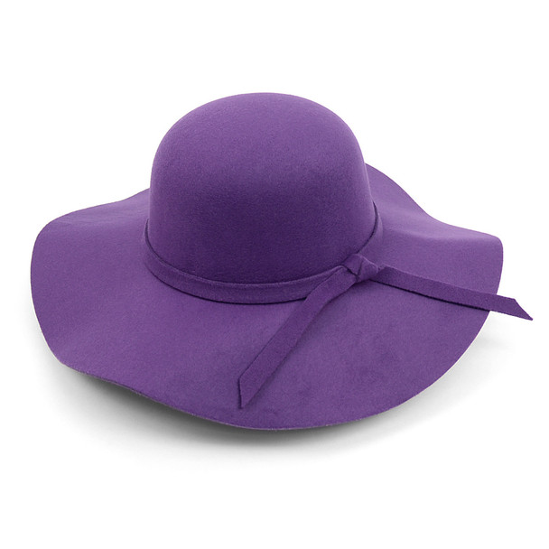 Women's Polyester Felt Floppy Wide Brim Bowknot Hat LWH10057