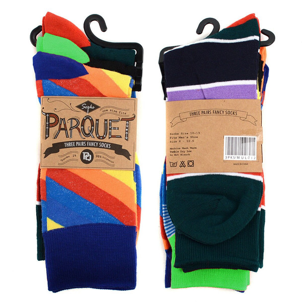 3pk  Men's Multi Color Casual Fancy Socks 3PKS/MULTI2