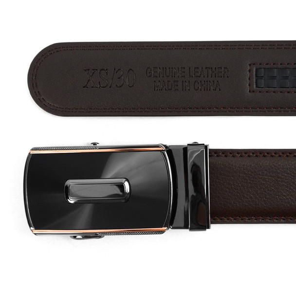 Men's Genuine Leather Sliding Buckle Ratchet Belt MGLBB46