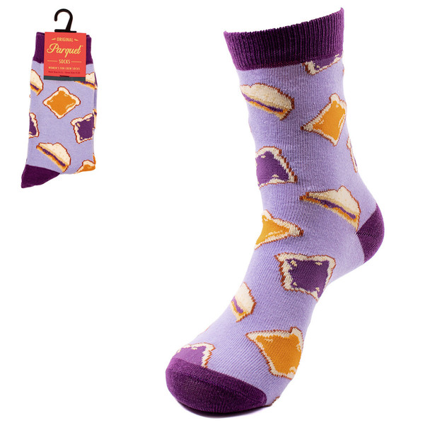 Women's Jam and Bread Novelty Socks- LNVS19621-PUR