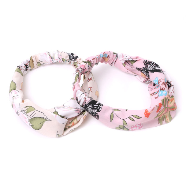 6pc Ladies Criss-Cross Floral & butterfly Elastic Headbands - 6EHB1002