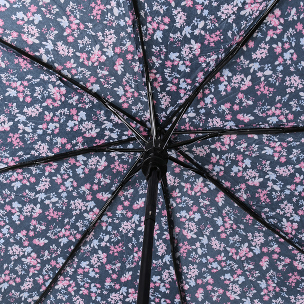 Compact Pink Floral Auto Open Umbrella-UM3212