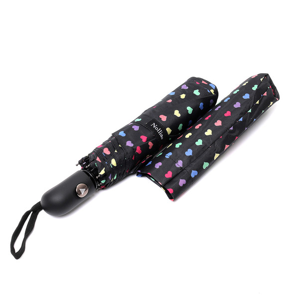 Compact Rainbow heart auto open umbrella-UM3208-BK