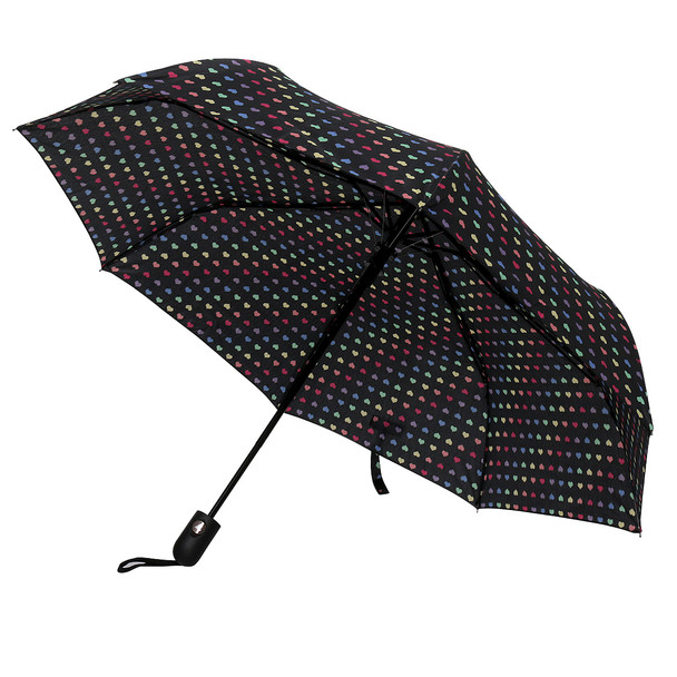Compact Rainbow heart auto open umbrella-UM3208-BK