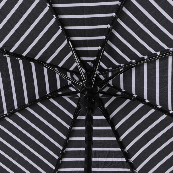 Compact Black & White Stripe Auto Open Umbrella-UM3222-BK