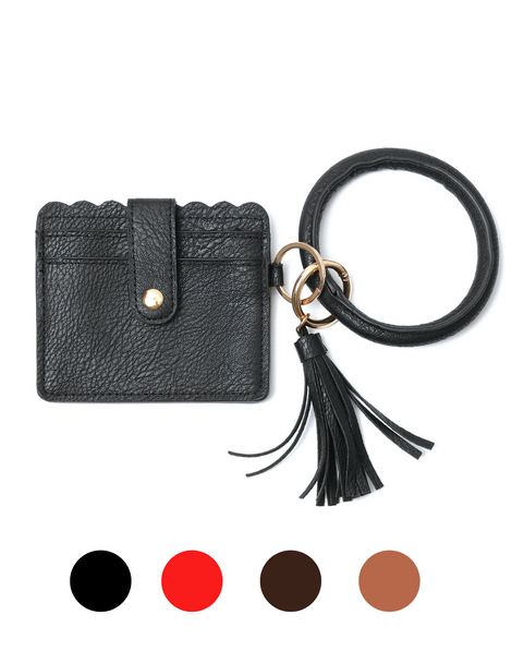 12 Pc  Ladies Card Holder Wallet Wristlet Tassel Bangle Key Ring -LS-594