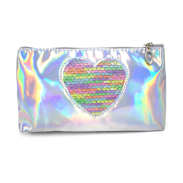 2 Pc Hologram Heart Cosmetic Bag Set -LNCTB1768