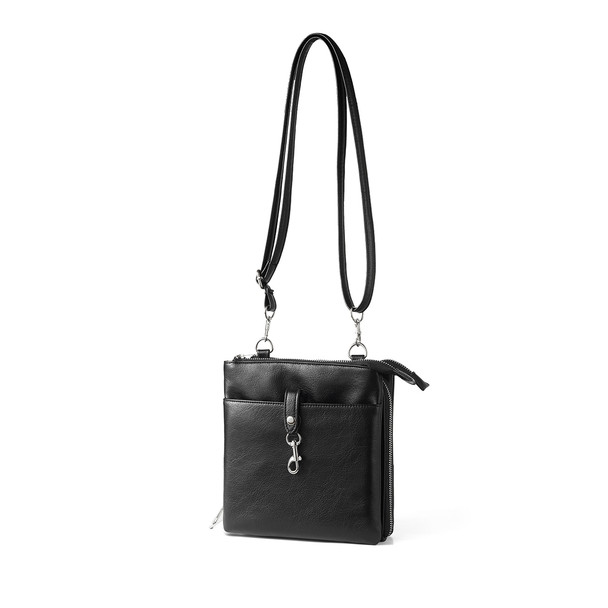 Ladies PU North South Triple Zip Crossbody bag