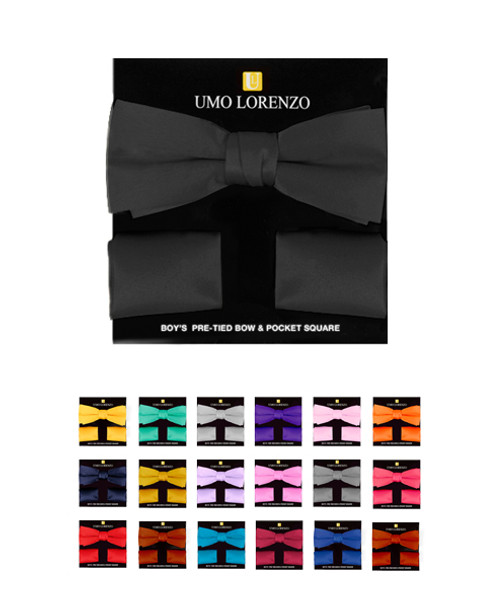 100% Poly Satin Boy's Banded Bow Tie and Hanky BBTH1301