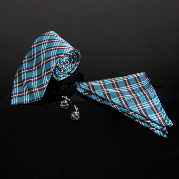 12pc Men's Tie & Hanky, Cufflink in Fabric Box - PWFB6000-FW