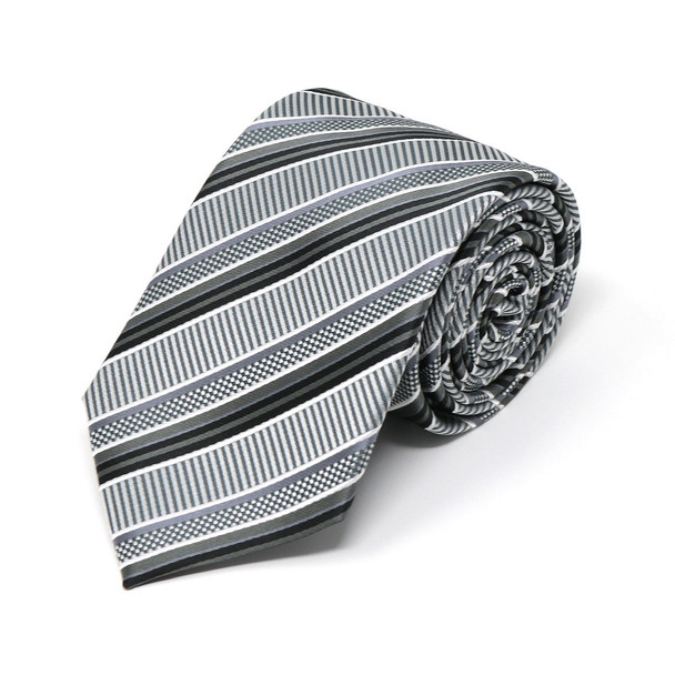 Men Diagonal Stripe Micro Fiber Poly Woven Tie-MPW5953