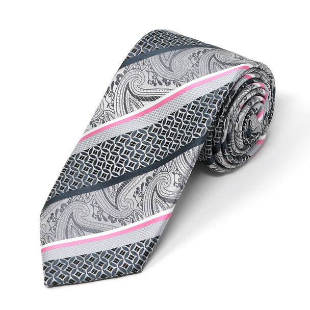 Men Diagonal Paisley Micro Fiber Poly Woven Tie -MPW5954