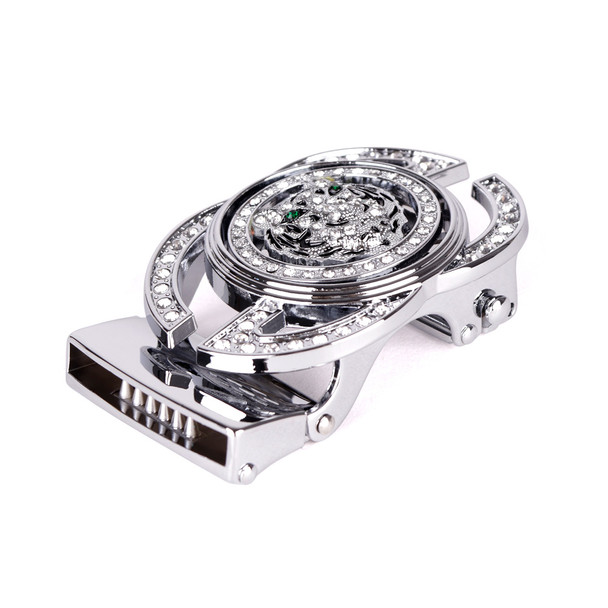 Men's Lion Rotating Bling Ratchet Belt- MGLBB54-SIL