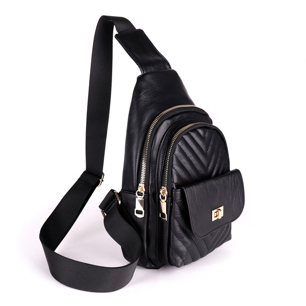 Ladies Vegan Leather Quilt Sling bag - LFBG1351