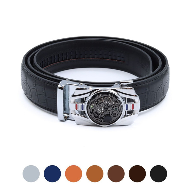 Men's Dragon Rotating Bling Ratchet Belt-MGLBB56-SIL
