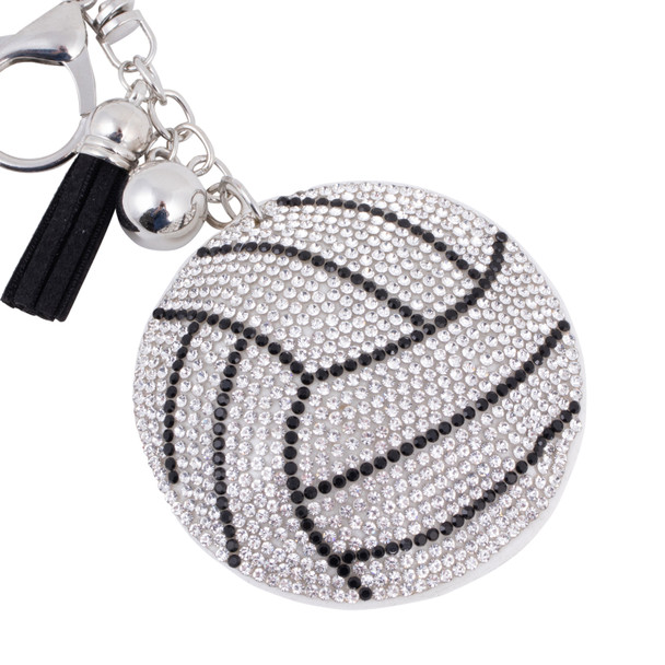 Bling Crystal Volleyball Tassel Keychain -31354WH-S