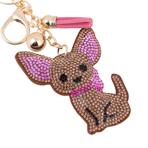 Bling Crystal Chihuahua Tassel Keychain -c Bling Crystal Chihuahua Tassel Keychain -c