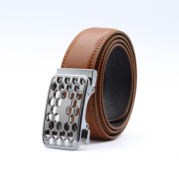 Men's Genuine Leather Sliding Buckle Ratchet Belt-MGLBB72 Men's Genuine Leather Sliding Buckle Ratchet Belt-MGLBB72