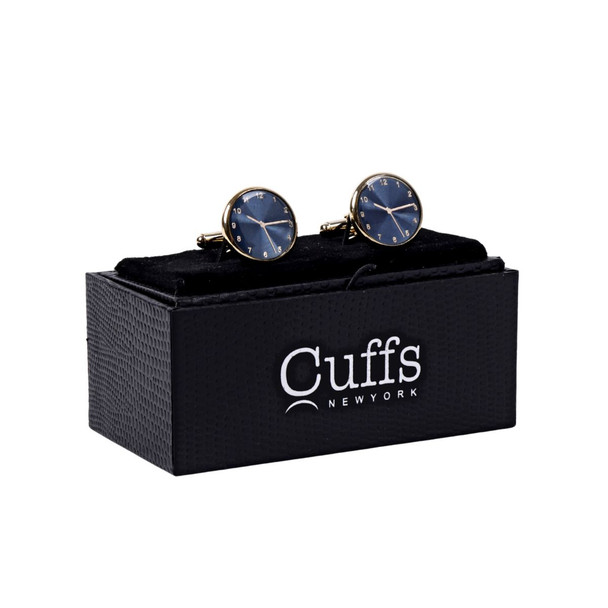 Gold and Navy Clock Cufflinks-CL1809