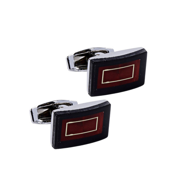 Silver Ruby Red Square Cufflinks-CL1815