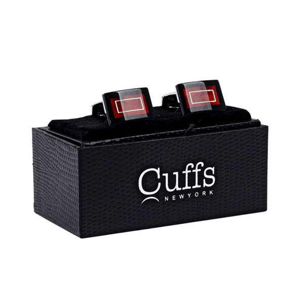 Silver Ruby Red Square Cufflinks-CL1815