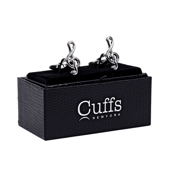 Silver Clef Note Novelty Cufflinks-CL1819