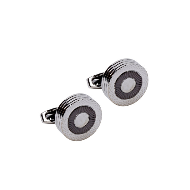 Silver Gun Metal Round Cufflinks-CL1830