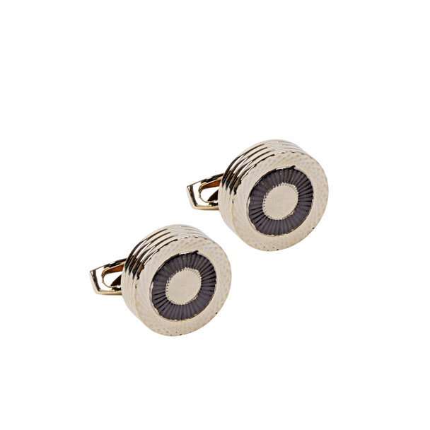 Gold Gun Metal Round Cufflinks-CL1831