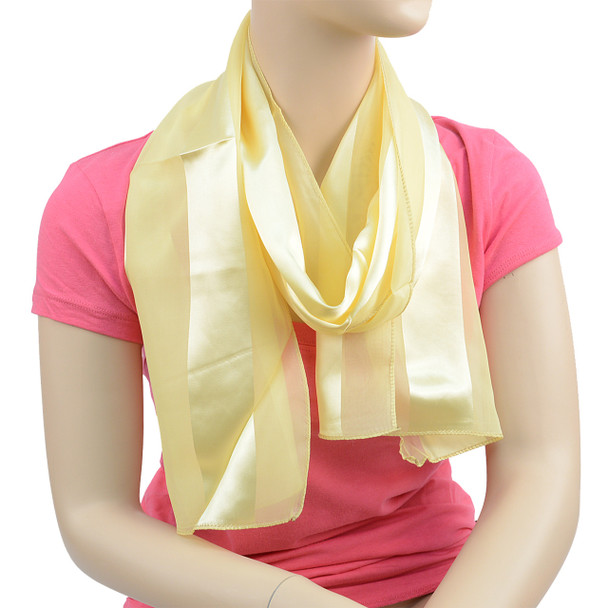 12 Pcs Assorted Solid Polyester Satin Scarf - SPS1301-ASST