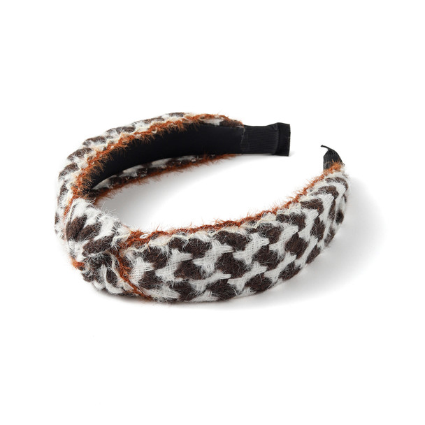 " C " Shaped Houndstooth Headband - PHB1036-BR