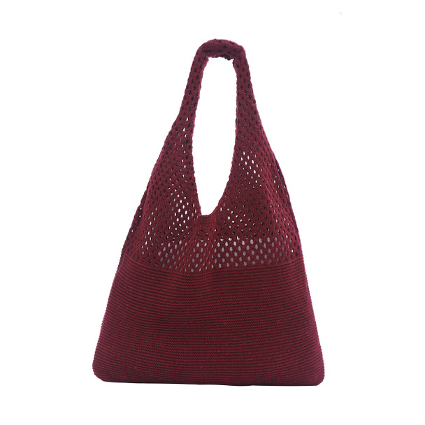 Mesh Maroon Knit Bag - SKTBG10