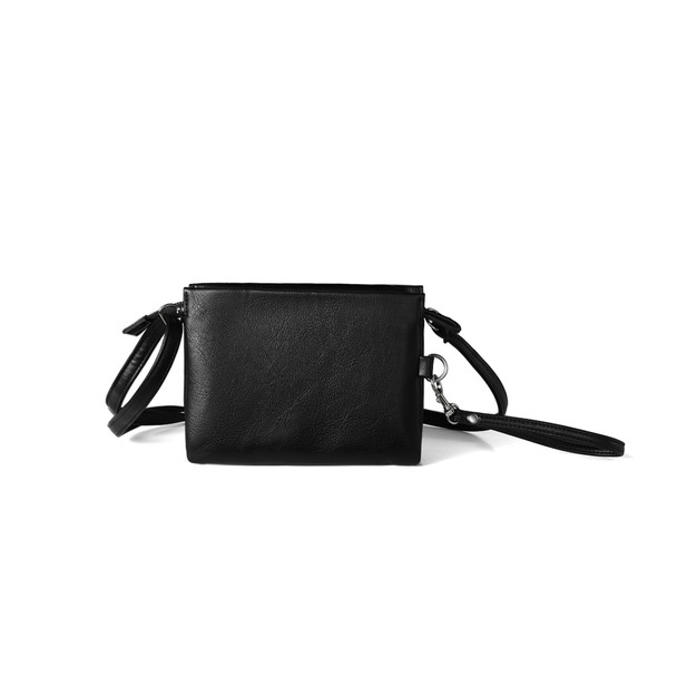 Ladies Vegan Leather Quilt Crossbody bag-LCBG1408-BK