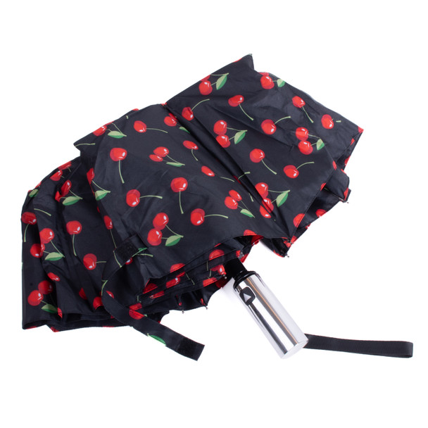 Compact umbrella, red cherry, auto open-UM3232-BK