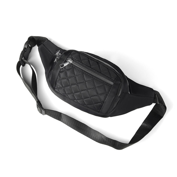 Nylon Quilted Waist Fanny Pack - FBW1866-BK