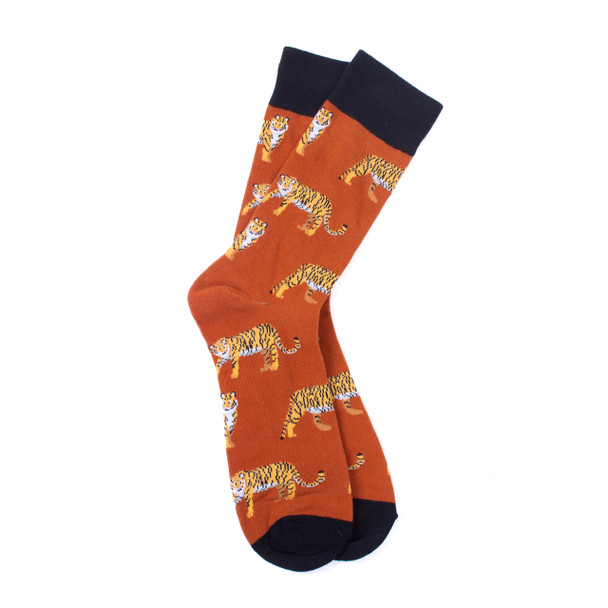 Men's Wild Tigers Novelty Socks-NVS19639-BR