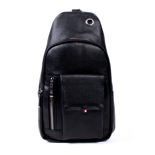 Versatile Stylish Pocket Front Vegan Leather Sling Bag -FBG1874