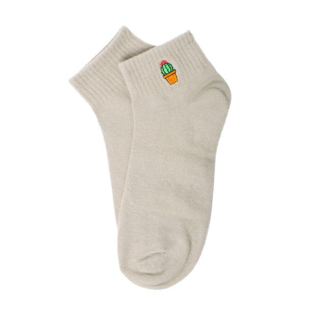 Ladies' Low Cut Cactus Ribbed Socks-LNVS3004-BG 