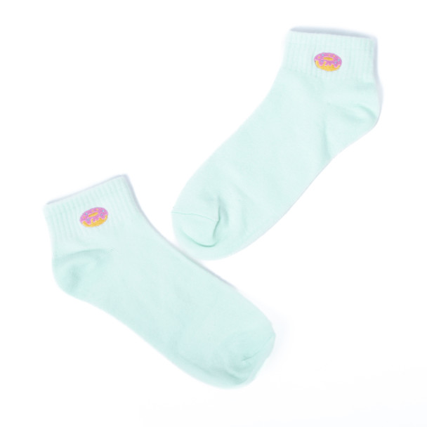 Ladies' Low Cut Donut Ribbed Embroidery Socks-LNVS3003-MT
