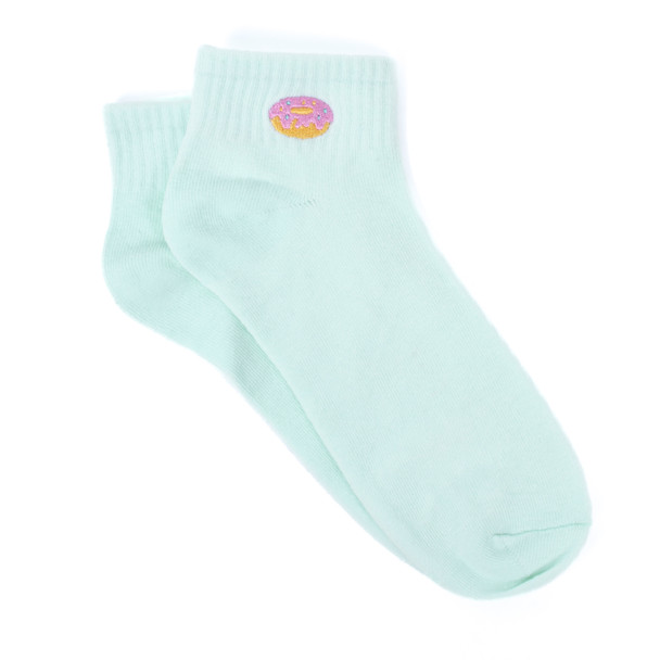 Ladies' Low Cut Donut Ribbed Embroidery Socks-LNVS3003-MT