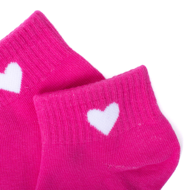 Ladies' Assorted Low Cut Heart 6 pre-pack Ribbed Socks-LN6F1643