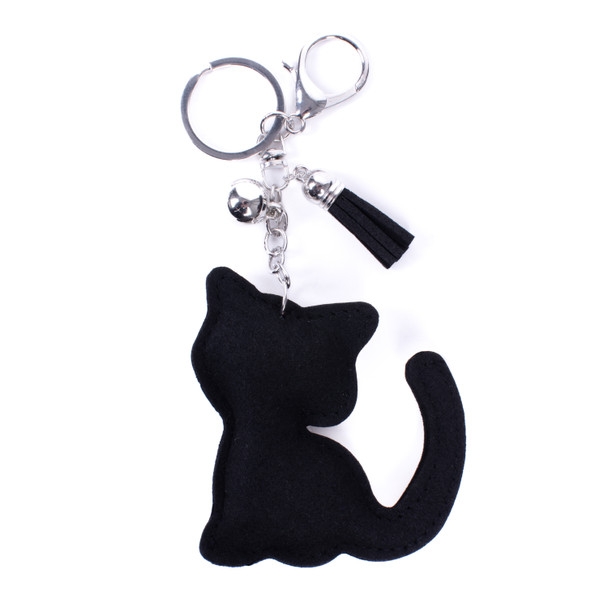 Bling Crystal Rhinestone Smile Cat Keychain-31258JT-S