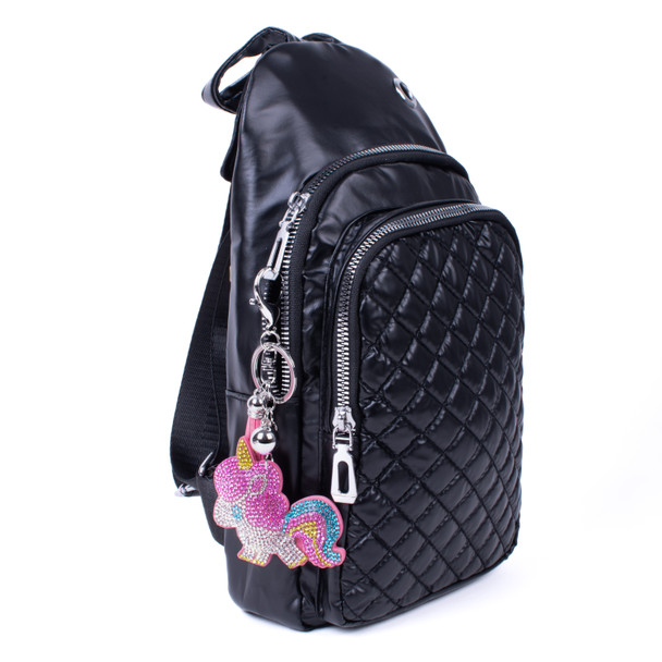 Bling Crystal Rhinestone Cartoon Unicorn Keychain-31655LRO-R