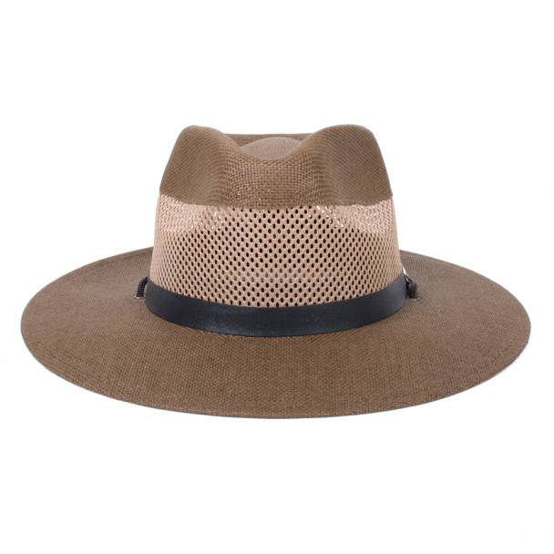 Men's S/S Leather Belt Banded Mesh Fashion Fedora Hat-FSS1713