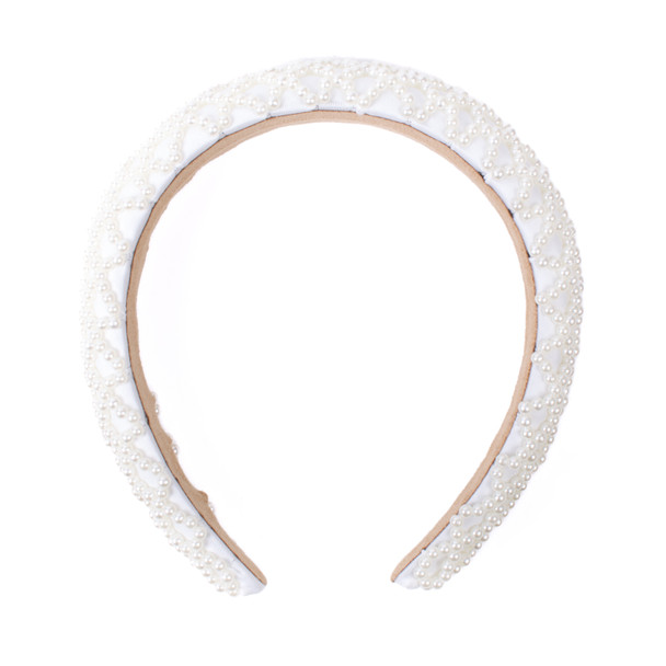 "C" Shaped Padded Headband with Tiny Pearls-PHB1020