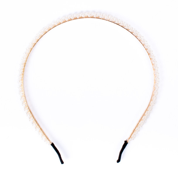 Faux White Decor Pearl Tiara Headband -PHB1025