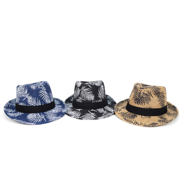 12 Pc  Assorted Unisex Kids Tropical Leaves Fedora Hats- BF180600-ASST