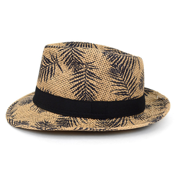 12 Pc  Assorted Unisex Kids Tropical Leaves Fedora Hats- BF180600-ASST