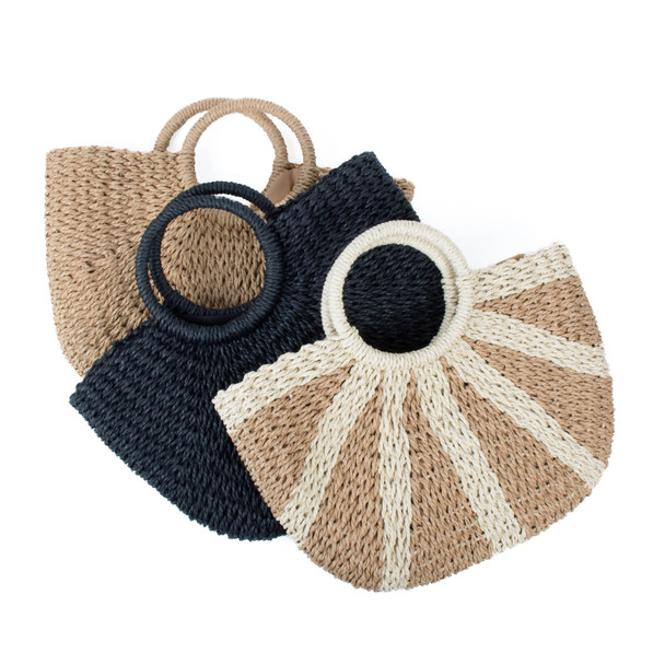 Ladies Straw Handle Basket Bag-STWBG02