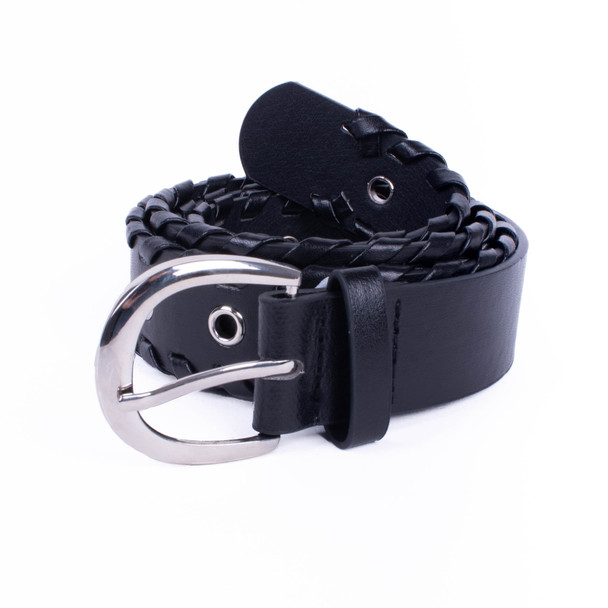 Women's Vegan Leather Grommet Belt - LBT1200-BK